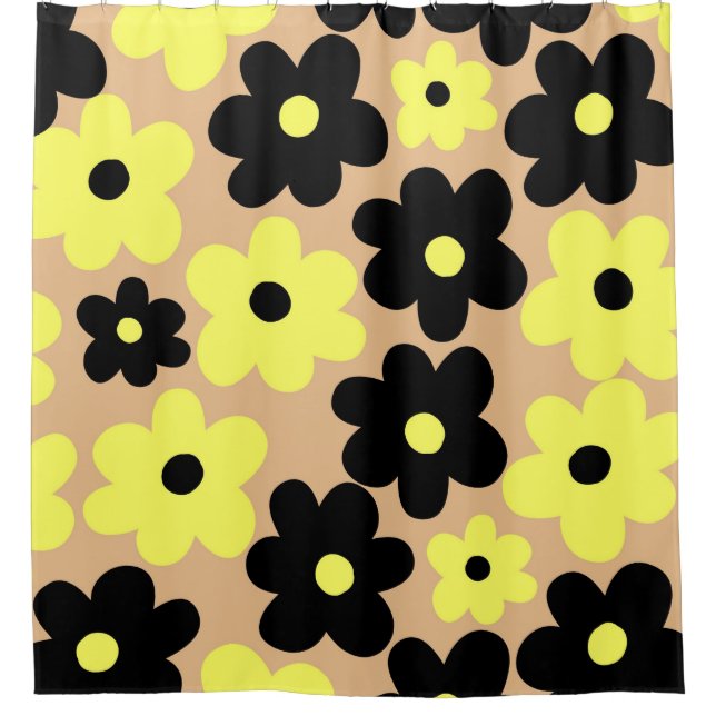 Preppy Yellow Black Hippie Flower Pattern (Front)