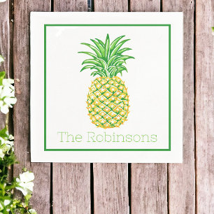 Preppy Yellow Green Pineaaple Personalized  Napkin