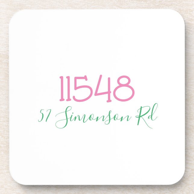 Preppy Zip Code Street Address Personalized Coaster (Front)
