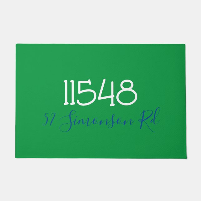 Preppy Zip Code Street Address Personalized Doorma Doormat (Front)