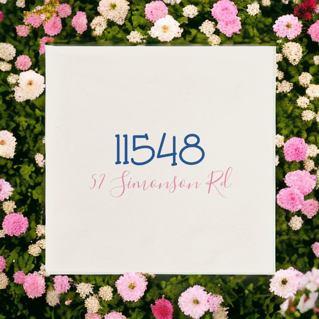 Preppy Zip Code Street Address Personalized Napkin (Creator Uploaded)