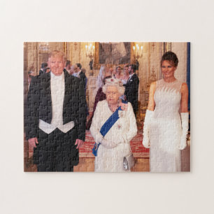 Pres & 1st Lady Trump With Queen Elizabeth II Jigsaw Puzzle