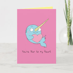 Près de mon coeur Narwhal Love Carte de voeux