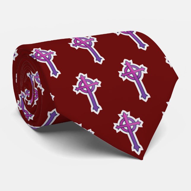  Presbyterian Cross Religious Red Tie (Rolled)