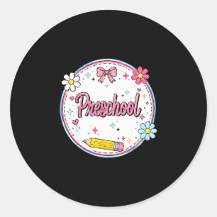 Preschool back to school for girls pink preschool classic round sticker