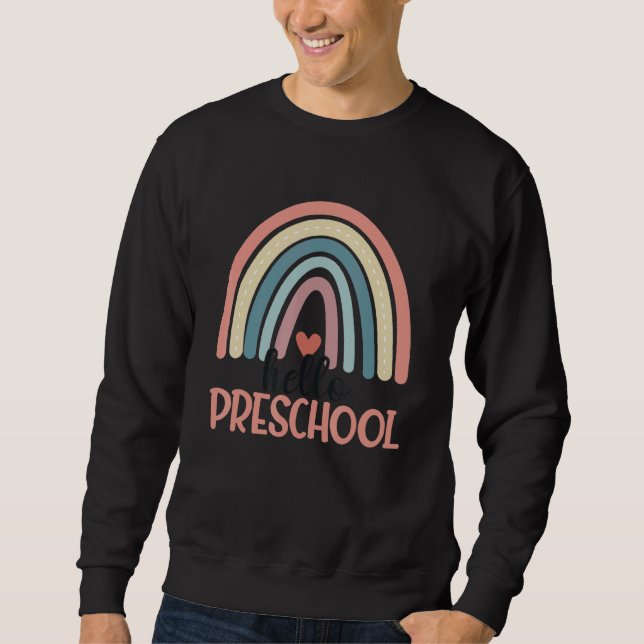 Preschool Boho Rainbow Hello Preschool Rainbow Tea Sweatshirt (Front)
