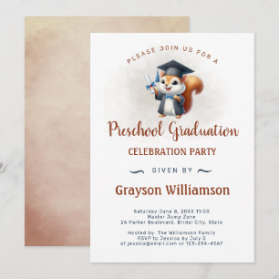 Preschool Boy Graduation Squirrel Invitation