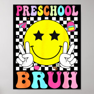 Preschool bruh retro smile face back to school poster
