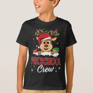 Preschool Crew Funny Reindeer Teacher Student Chri T-Shirt
