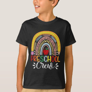 Preschool Crew Teacher Shirt - Cute Rainbow Back T