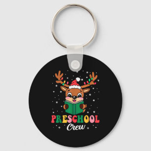 Preschool Crew Xmas Funny Reindeer Teacher Student Keychain