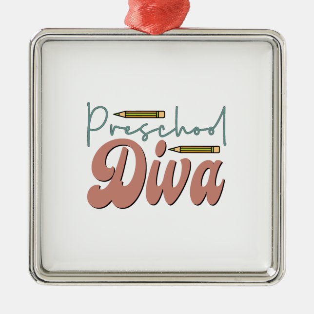 Preschool Diva Metal Ornament (Front)