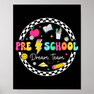 Preschool dream team groovy back to school poster