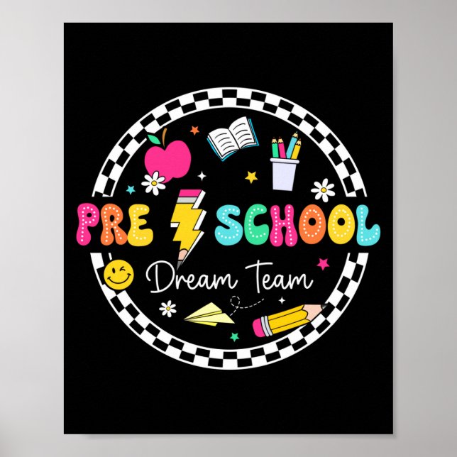 Preschool dream team groovy back to school poster (Front)