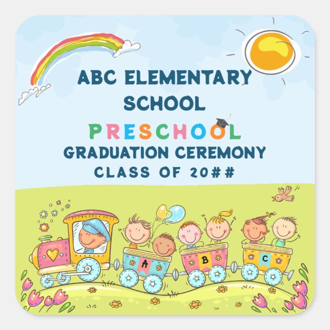 Preschool Elementary School Graduation Ceremony Square Sticker (Front)