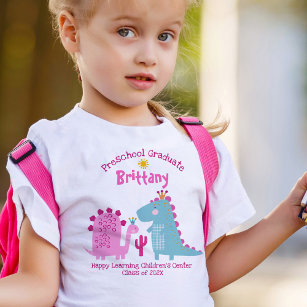 Preschool Girl Graduation Dinosaur Custom Name Toddler T-shirt