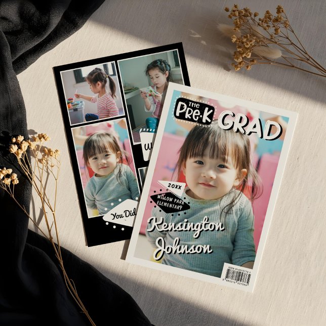 Preschool Grad Fun Graduate Photo Magazine Cover Announcement (Preschool Grad Fun Graduate Photo Magazine Cover Announcement)