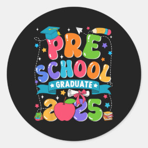Preschool Graduation 2025 Kids Boys Girls Back To Classic Round Sticker