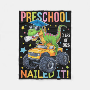 Preschool Graduation Cl Of 2025 Graduate Dinosaur  Fleece Blanket