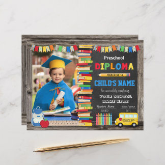 Preschool Graduation Diploma with Photo