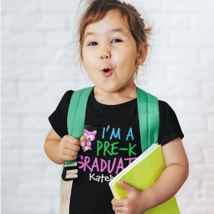 Preschool Graduation Girl Cute Pink Owl Custom Toddler T-shirt