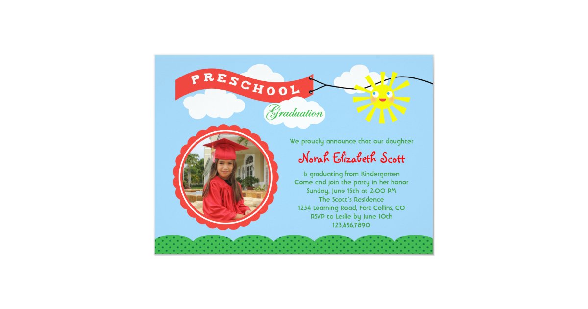 Preschool Graduation Photo Invitation | Zazzle.ca