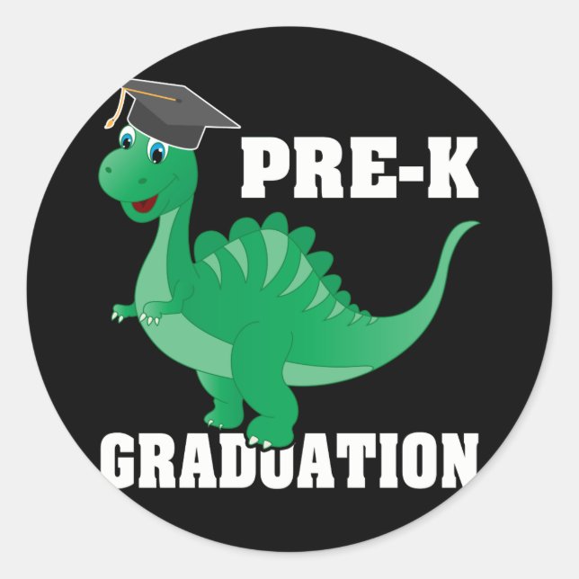 Preschool Graduation Preschooler Dinosaur Pre K Classic Round Sticker (Front)