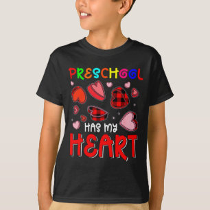 Preschool Has My Heart Valentines Hearts Teacher T-Shirt