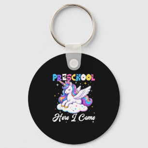 Preschool here come unicorn back to school girl keychain