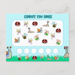 Preschool Insect Counting Math Activity Postcard