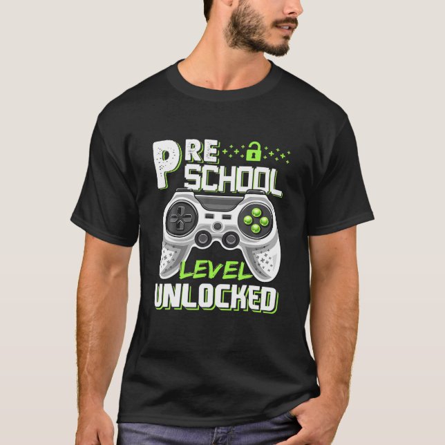 Preschool Level Unlocked Video Game Back To School T-Shirt (Front)