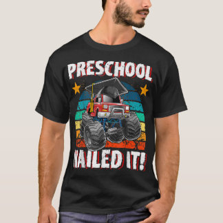 Preschool Monster Truck Retro Graduation Cap Gift T-Shirt