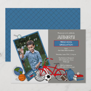 Preschool Photo Boy Graduation Party Invitation