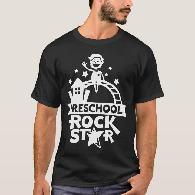 Preschool Rock Star Cute Kids Illustration T-Shirt (Front)