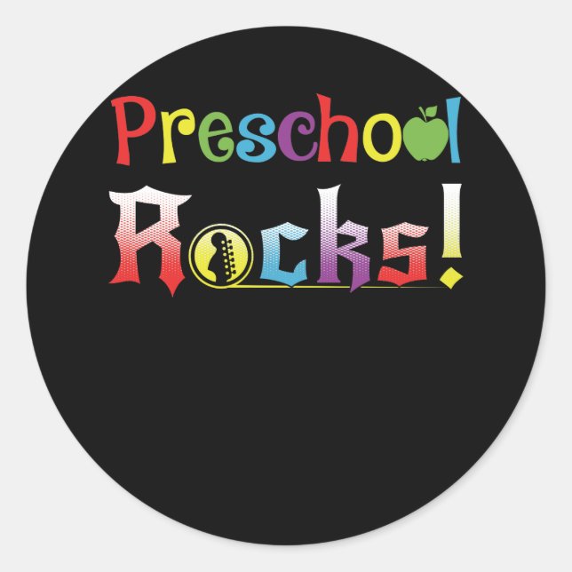 Preschool Rocks Teacher Classic Round Sticker (Front)