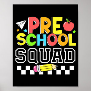 Preschool squad happy first day of school kids poster
