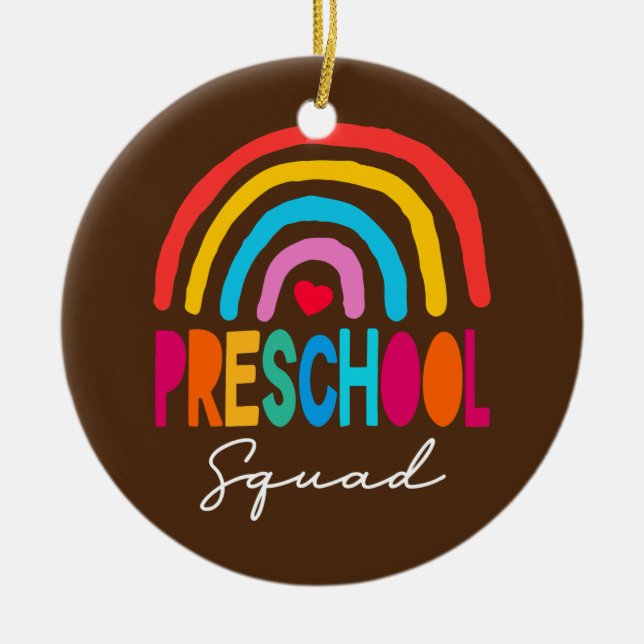 Preschool Squad Teacher Back to School Daycare Ceramic Ornament (Front)