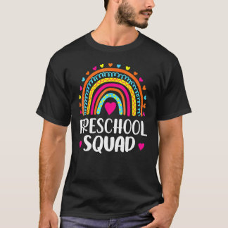Preschool Squad Teacher Funny Rainbow Back To Sc T-Shirt