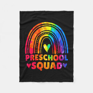 Preschool squad teacher girls tie dye back to fleece blanket