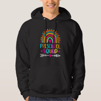 Preschool Squad Teacher Rainbow Happy First Hoodie