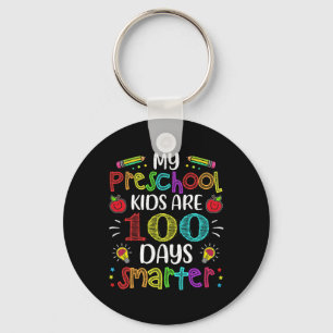 Preschool Teacher 100 Days Smarter 100th Day Of Sc Keychain
