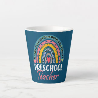 Preschool Teacher Boho Rainbow Cute Funny Back To Latte Mug