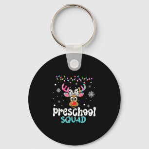 Preschool teacher christmas preschool squad keychain