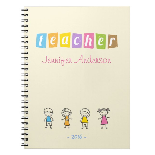 Preschool Teacher Cute Pencil Illustrations Notebook (Front)