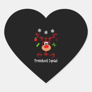 Preschool Teacher Cutest Reindeer Squad Christmas Heart Sticker