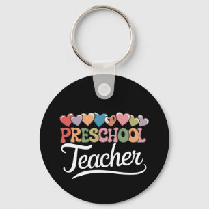 Preschool Teacher First Day Groovy Back To School  Keychain
