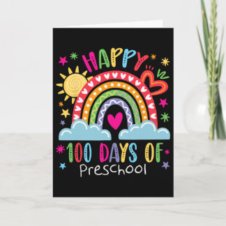 Preschool Teacher Girls Kids Rainbow 100 Days Of S Card