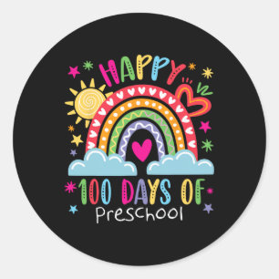 Preschool Teacher Girls Kids Rainbow 100 Days Of S Classic Round Sticker