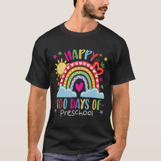 Preschool Teacher Girls Kids Rainbow 100 Days Of S T-Shirt