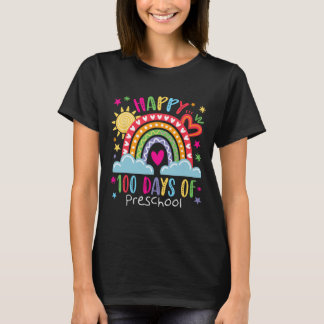 Preschool Teacher Girls Kids Rainbow 100 Days Of S T-Shirt